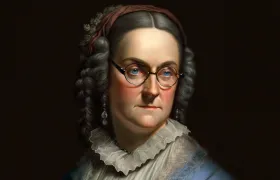 Deborah Read Franklin portrait, elderly woman in spectacles and lace collar