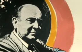 Pop art screenprint portrait of an older executive in a suit