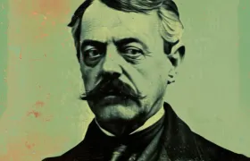 Eli Lilly founder portrait, mustached man in dark 1800s suit