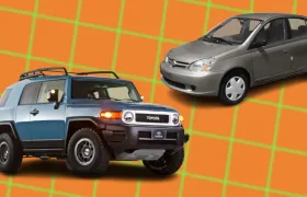 Toyota FJ Cruiser SUV and silver Toyota Echo sedan