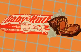 Vintage Curtiss Baby Ruth five-cent wrapper with peanut-studded candy bar