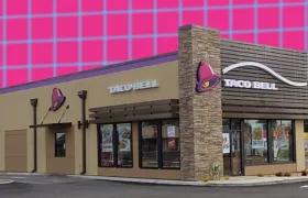 Taco Bell restaurant exterior with purple bell logo and signage