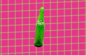 Vintage green Teem lemon-lime soda glass bottle