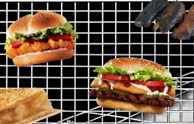 Burger King discontinued items collage with chicken sandwich, ribs, apple pie
