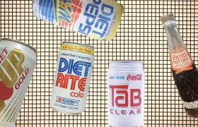 Vintage Diet Rite, Tab Clear, Diet 7Up Gold and Patio diet soda cans