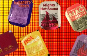McDonald's dipping sauce packets including Habanero Ranch, Mighty Hot and Sriracha Mac