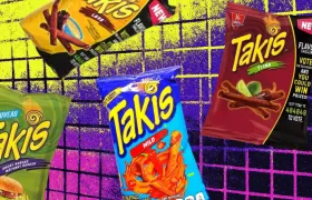 Four discontinued Takis bags: Wild, Lava, Titan and Angry Burger