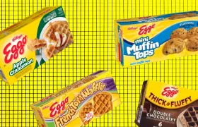 Four Eggo boxes — Apple Cinnamon, Mini Muffin Tops, French Toast, Double Chocolatey