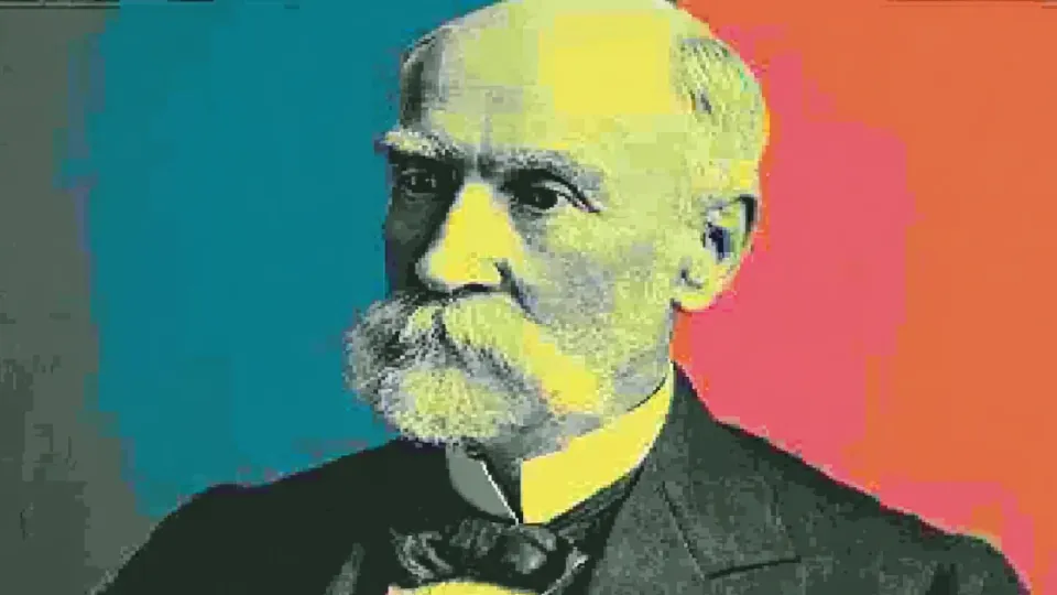 Colorized pop art portrait of Dr. William Worrall Mayo, founder of the Mayo Clinic