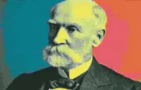 Colorized pop art portrait of Dr. William Worrall Mayo, founder of the Mayo Clinic