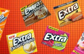 Extra Dessert Delights gum packs in Pumpkin Spice, Cinnamon Roll, Lemon Square flavors