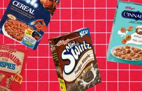 Discontinued cereal boxes E.T., Mini Swirlz, Cinnabon, Marshmallow Krispies