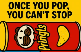Red Pringles can and chip with the Once You Pop slogan