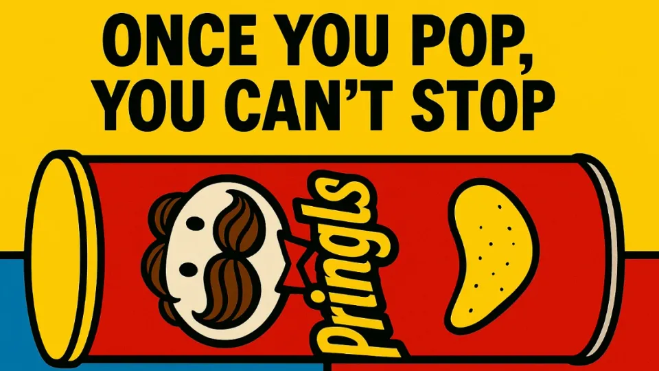 Red Pringles can and chip with the Once You Pop slogan