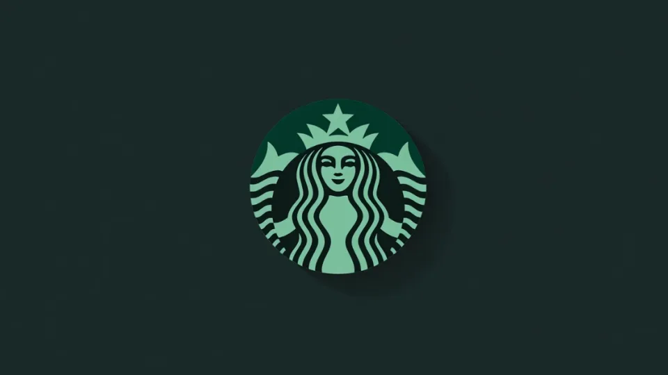 Green Starbucks siren mermaid logo on dark green background