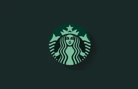 Green Starbucks siren mermaid logo on dark green background