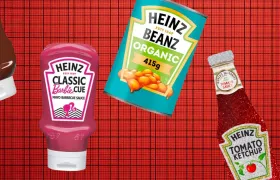 Heinz Balsamic Ketchup, Barbie-Cue mayo, Organic Beanz can and glitter ketchup bottle