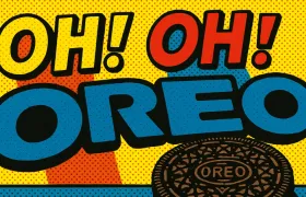 Pop art comic-style Oh Oh Oreo graphic with an Oreo cookie