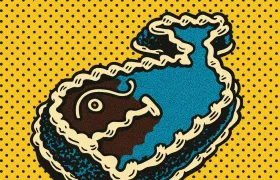 Fudgie the Whale Carvel ice cream cake pop art illustration